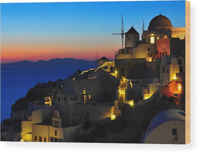 Santorini Wood Print featuring the photograph Santorini Sunset by Ian Stotesbury