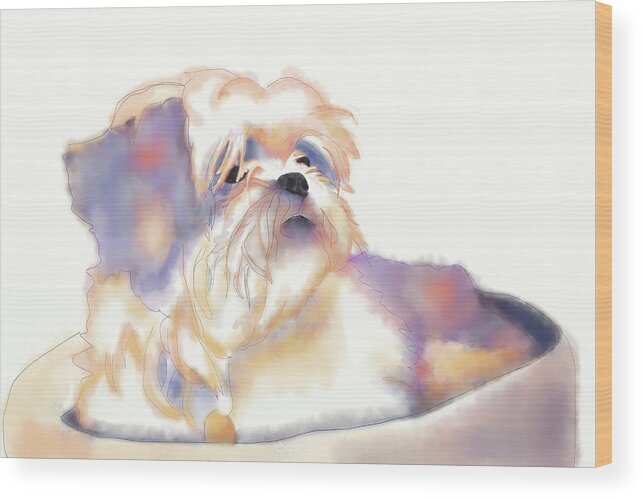 Dog Wood Print featuring the digital art Sasi by April Burton