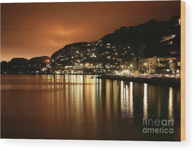 Sausalito California Wood Print featuring the photograph Sausalito at Night, California by Wernher Krutein
