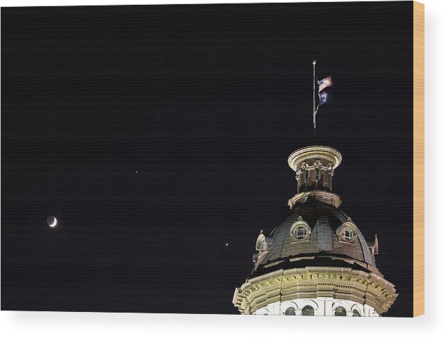 Sc Wood Print featuring the photograph SC State House Dome and Conjunction by Charles Hite