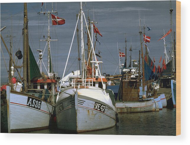 Scandinavian Wood Print featuring the photograph Scandinavian fisher boats by Flavia Westerwelle