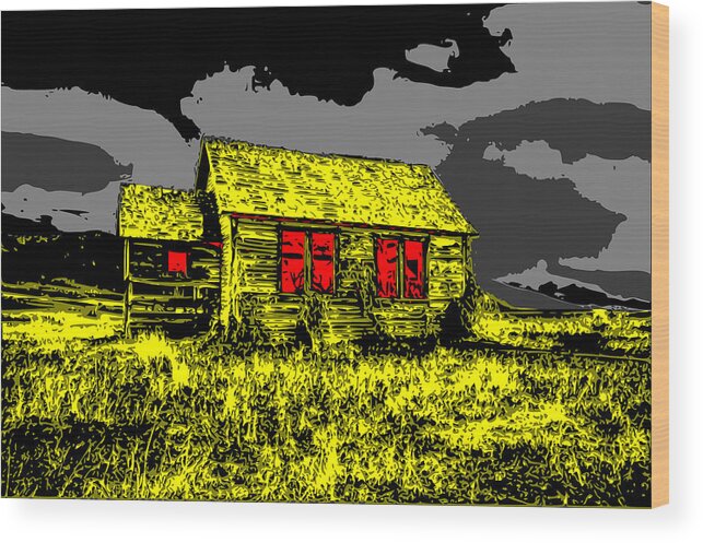 Scary Wood Print featuring the digital art Scary Farmhouse by Piotr Dulski