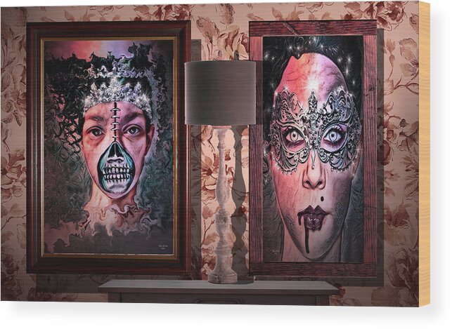 Digital Art Wood Print featuring the digital art Scary Museum Wallart by Artful Oasis