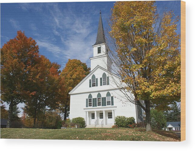 Autumn Wood Print featuring the photograph Scenic Church in Autumn by Lois Lepisto
