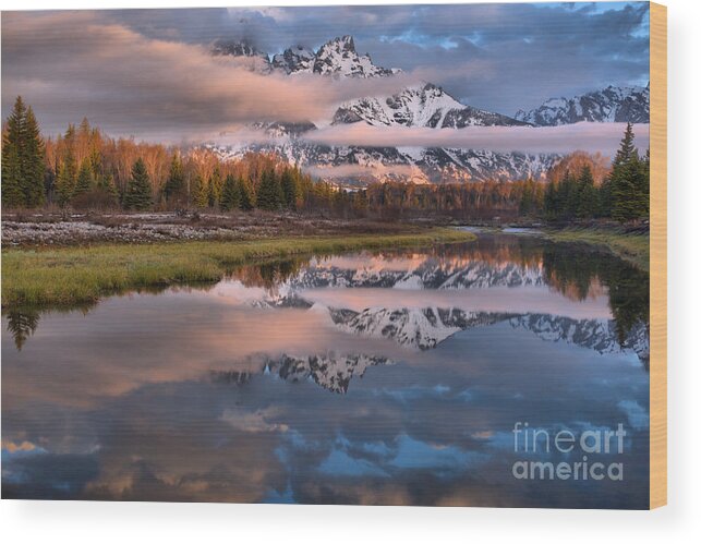 Teton Wood Print featuring the photograph Schwabacher Spring Sunrise Scene by Adam Jewell