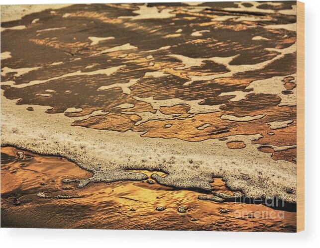 Abstract Wood Print featuring the digital art Sea Foam Abstract by Jan Gelders