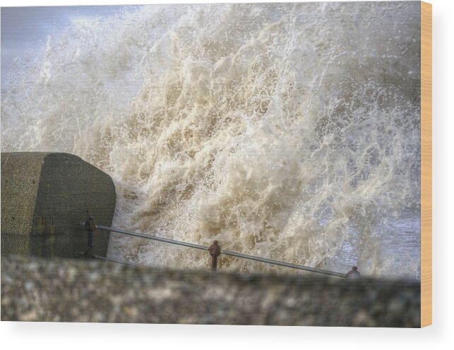 Sea Wood Print featuring the photograph Sea Spray by Spikey Mouse Photography