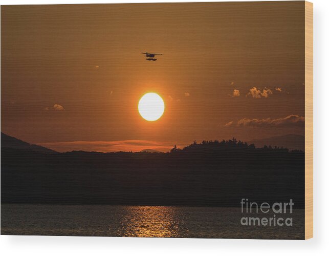 Sunset Wood Print featuring the photograph Seaplane Sunset by Craig Shaknis
