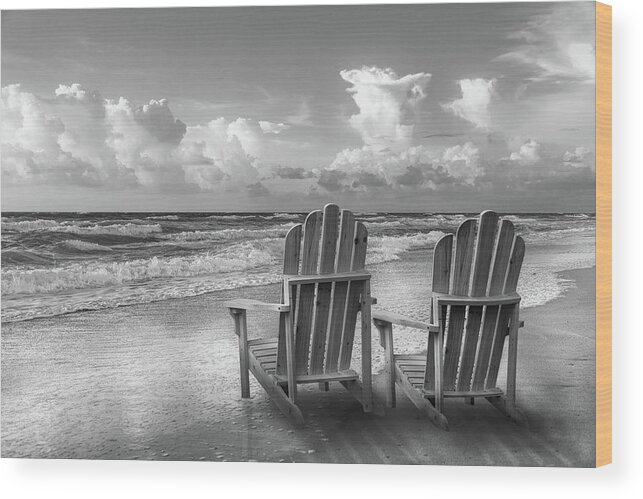 Clouds Wood Print featuring the photograph Seaside Silver at Dawn by Debra and Dave Vanderlaan