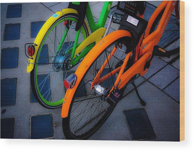 Bicycle Photograph Wood Print featuring the photograph Seattle Bikes by Desmond Raymond