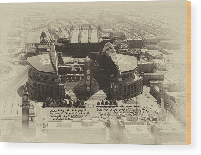 Yellowed Wood Print featuring the photograph Seattle Stadiums Old Yellow by Pelo Blanco Photo
