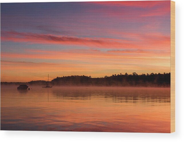 Maine Wood Print featuring the photograph Sebago Sunrise by Colin Chase