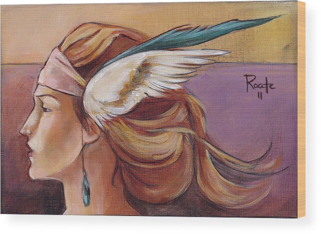 Headdress Wood Print featuring the painting Secondary Wings Left by Jacqueline Hudson