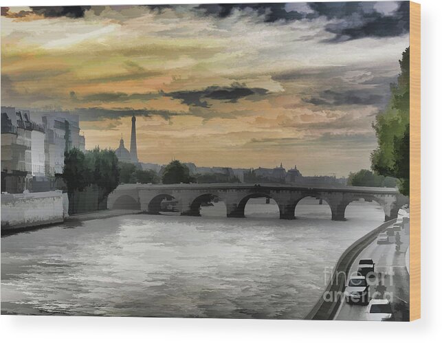 The Louvre Wood Print featuring the photograph Seine Rivver Bridge Latin Quarters Paris by Chuck Kuhn
