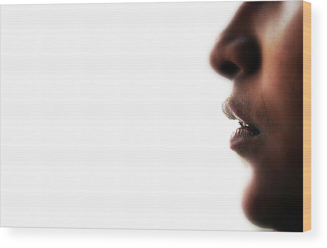Lips Of A Woman Wood Print featuring the photograph Sensuous Lips  by Prakash Ghai
