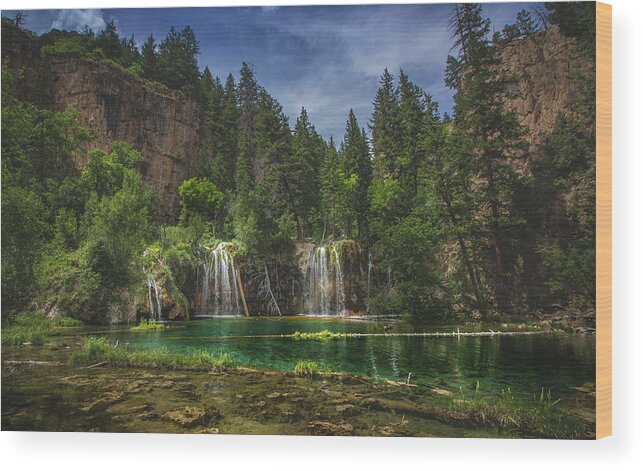 Beauty In Nature Wood Print featuring the photograph Serene Hanging Lake Waterfalls by Andy Konieczny