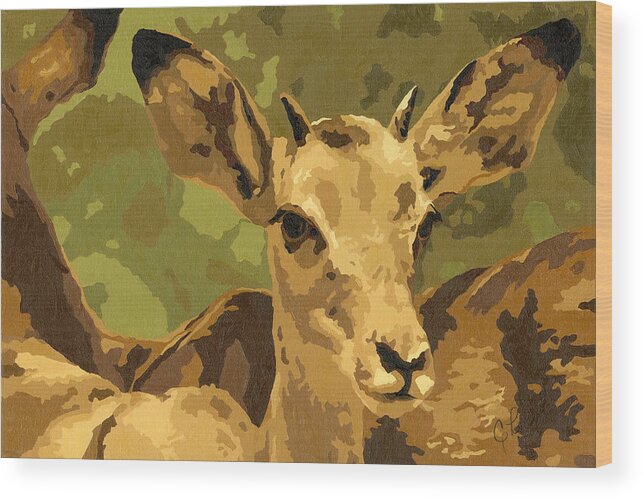 Impala Wood Print featuring the painting Serengeti Baby by Cheryl Bowman