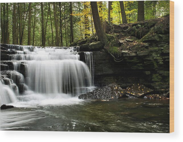 Waterfalls Wood Print featuring the photograph Serenity Waterfalls Landscape by Christina Rollo