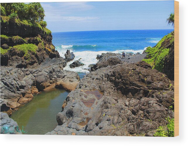 Waterfall Wood Print featuring the photograph Seven Sacred Pools of Maui by Michael Rucker