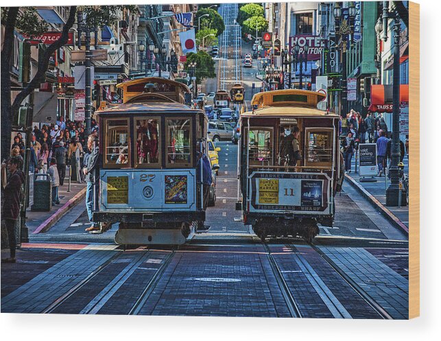 San Francisco Cable Cars Wood Print featuring the photograph SF Cable Cars by Ed Broberg