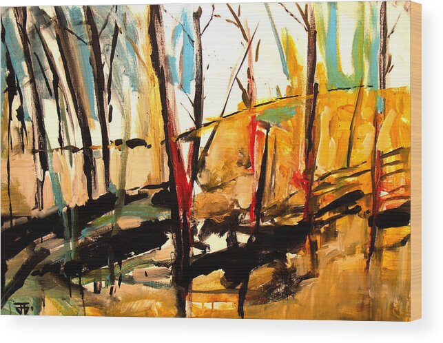 Wood Print featuring the painting Shadow Trees by John Gholson