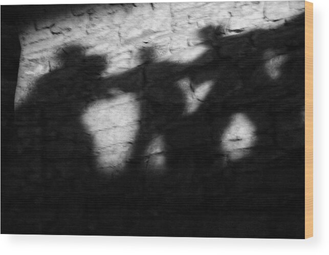 Wall Wood Print featuring the photograph Shadows on the Wall of Edinburgh Castle by Alexandra Till