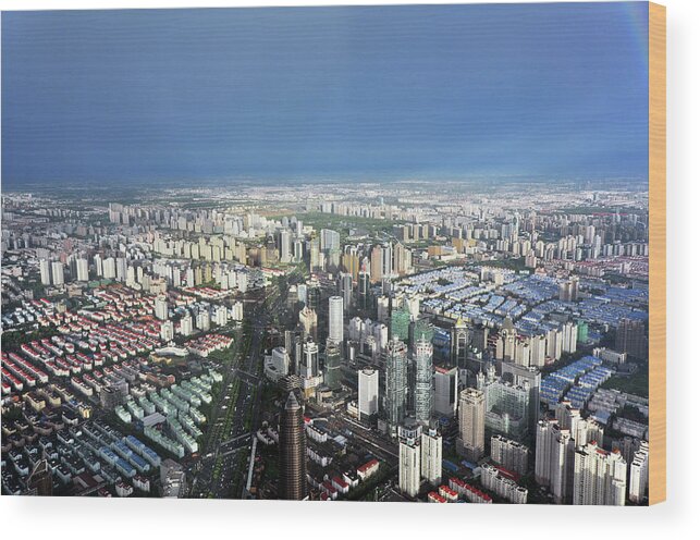 Shanghai Wood Print featuring the photograph Shanghai After a Rainstorm by Jason Chu