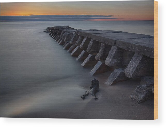 Wisconsin Wood Print featuring the photograph Sheboygan Jetty 1 by CA Johnson