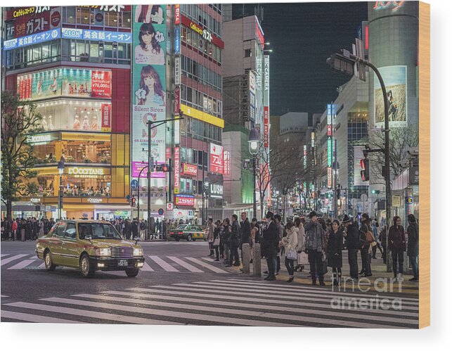 Shibuya Wood Print featuring the photograph Shibuya Crossing, Tokyo Japan by Perry Rodriguez