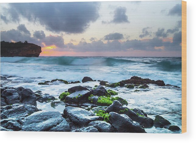 Sam Amato Photography Wood Print featuring the photograph Shipwreck Beach at Sunrise by Sam Amato