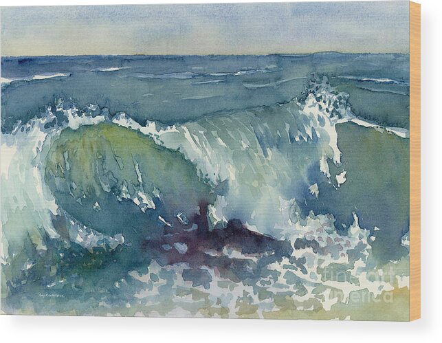 Wave Wood Print featuring the painting Shore Break by Amy Kirkpatrick