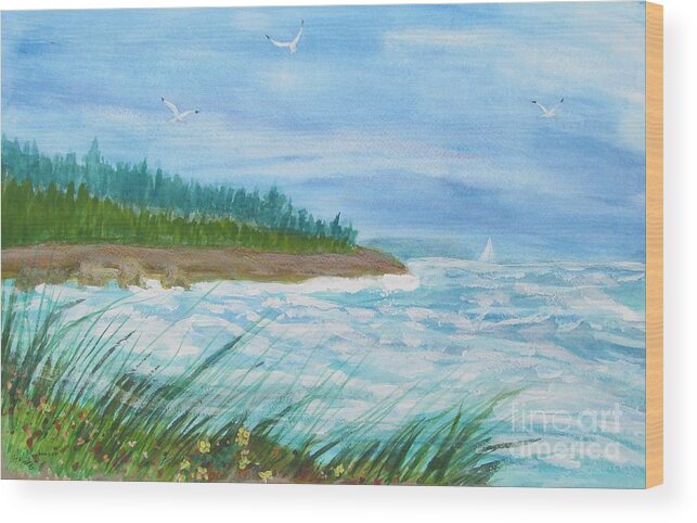 Seascape Wood Print featuring the painting Shore Line by Hal Newhouser