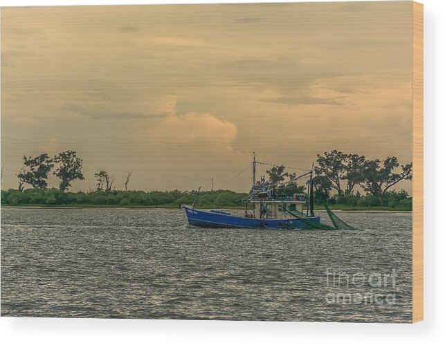Shrimp Boat Wood Print featuring the photograph Shrimpin by Brian Wright