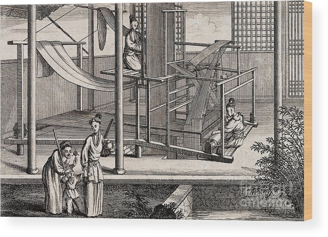 Sericulture Wood Print featuring the photograph Silk Manufacture In China, Engraving by Wellcome Images