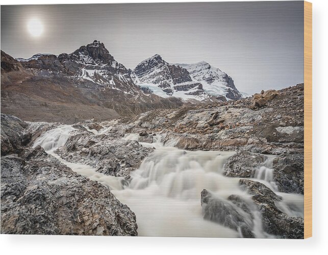 Athabasca Glacier Wood Print featuring the photograph Silky melt water of Athabasca Glacier by Pierre Leclerc Photography