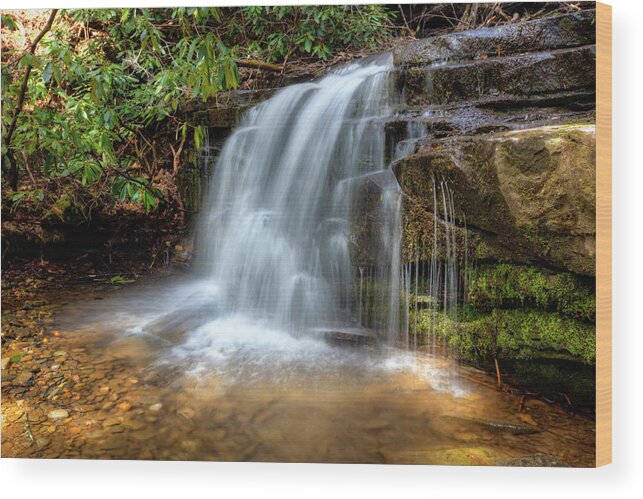 Appalachia Wood Print featuring the photograph Silky Waterfall by Debra and Dave Vanderlaan