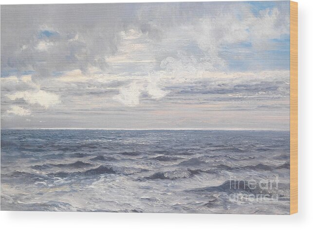 Seascape Wood Print featuring the painting Silver Sea by Henry Moore