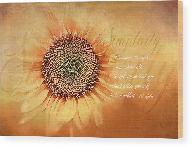 Sunflower Wood Print featuring the digital art Simplicity by Terry Davis