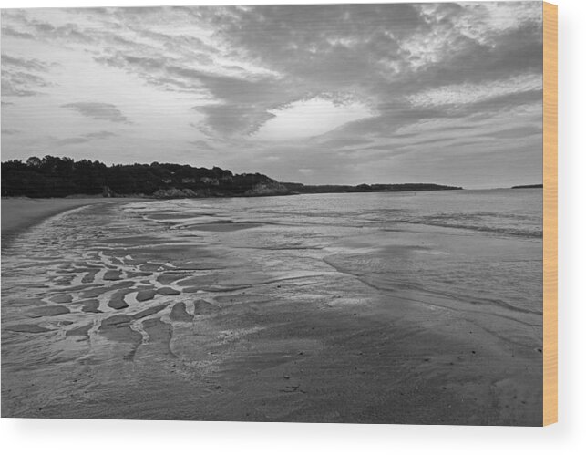 Manchester Wood Print featuring the photograph Singing Beach Sandy Beach Manchester by the Sea MA Sunrise Black and White by Toby McGuire