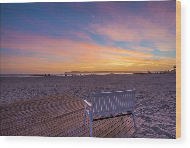 Sunset Wood Print featuring the photograph Sit Enjoy the View by Scott Cunningham