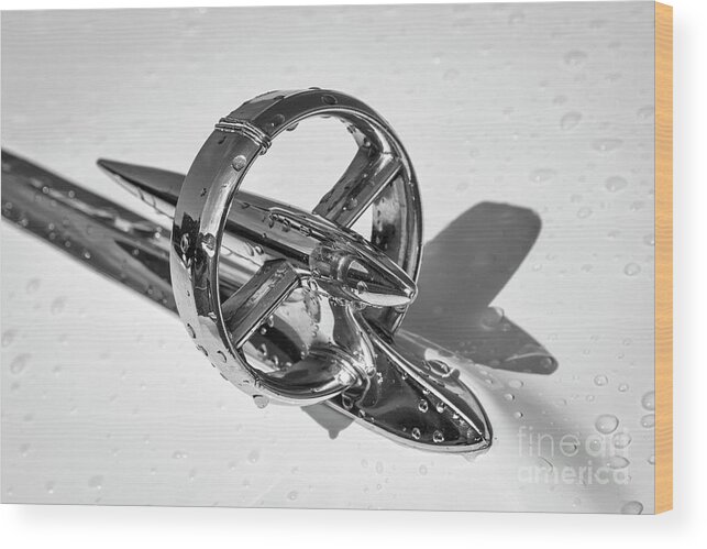 1953 Wood Print featuring the photograph Special Hood Ornament Monotone by Dennis Hedberg
