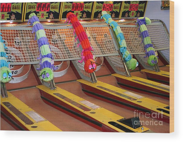 Skee Ball Wood Print featuring the photograph Skee Ball Lanes by Susan Stevenson