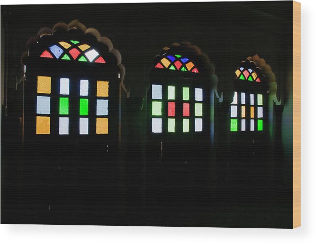 Hues Wood Print featuring the photograph SKN 1251 Glass Hues by Sunil Kapadia