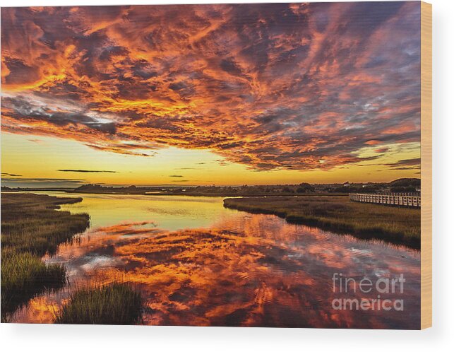 Sunset Wood Print featuring the photograph Sky on Fire by DJA Images