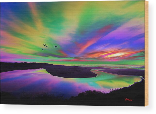 Water Wood Print featuring the digital art Sky Rays by Gregory Murray