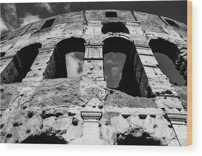 Roma Wood Print featuring the photograph Skyward View of the Colosseum by Christopher Maxum