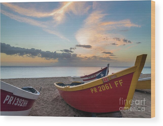 Puerto Rico Wood Print featuring the photograph Sleeping boats on the beach by Paul Quinn
