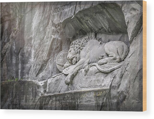 Lucerne Wood Print featuring the photograph Sleeping Lion of Lucerne by Carol Japp