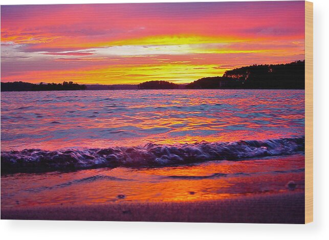 Smith Mountain Lake Sunset Wood Print featuring the photograph Smith Mountain Lake Surreal Sunset by The James Roney Collection