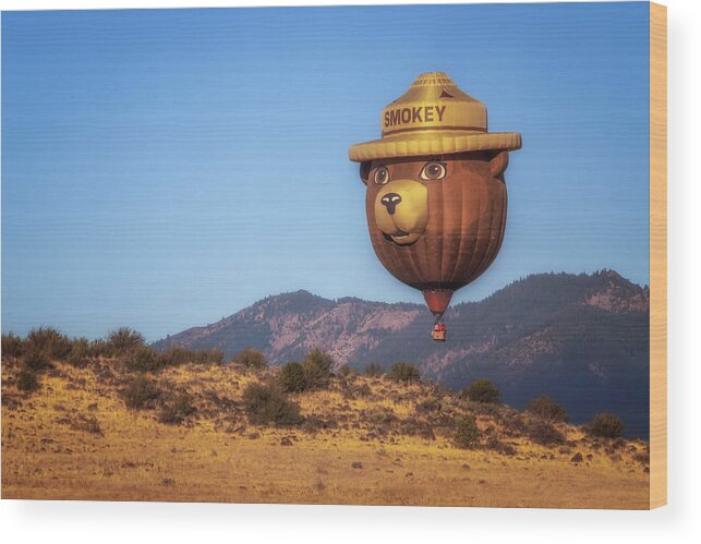 2017 Wood Print featuring the photograph Smokey Bear Balloon by Marnie Patchett